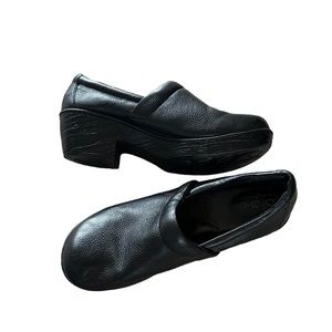 BOC Born Concept Shoes Slip on Clogs Black Leather Wedge Heels